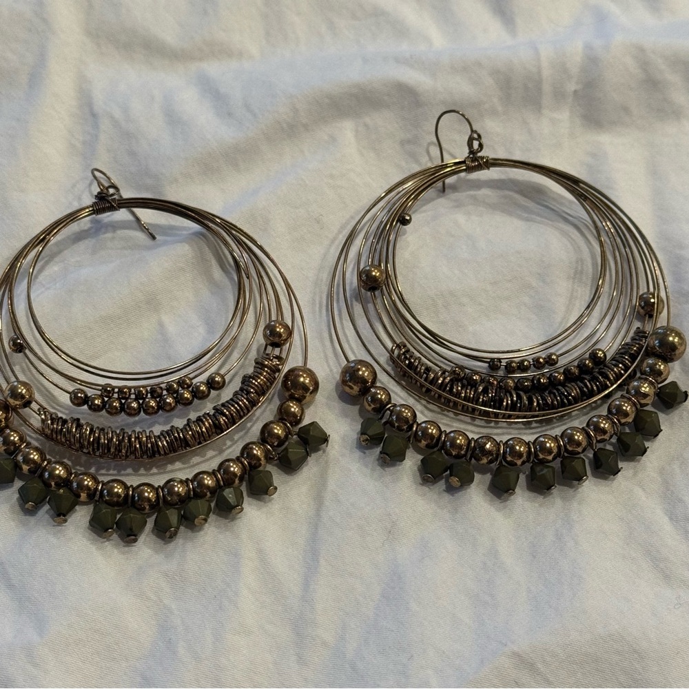 military green + brass gold chunky statement earrings